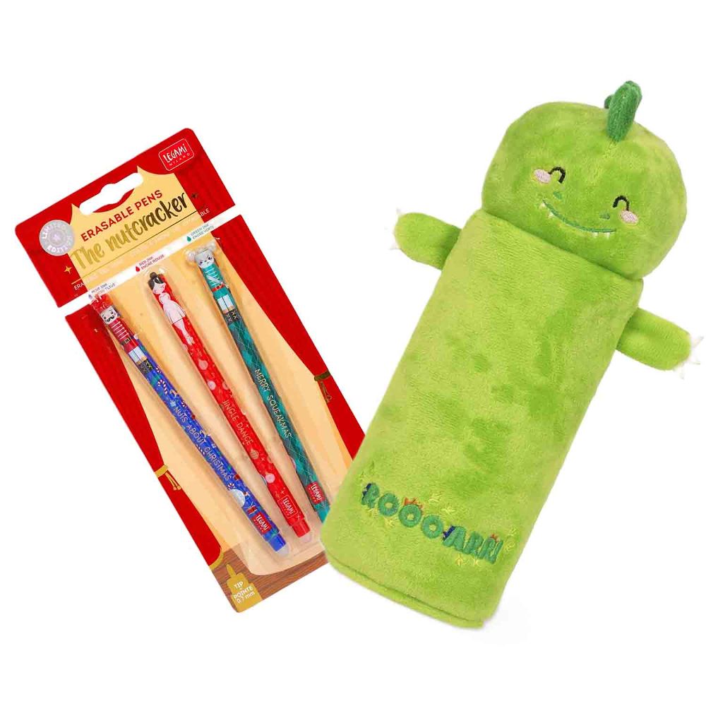 Legami Stifte Etui Plüsch Dino Weihnachtsedition Set 2tlg.