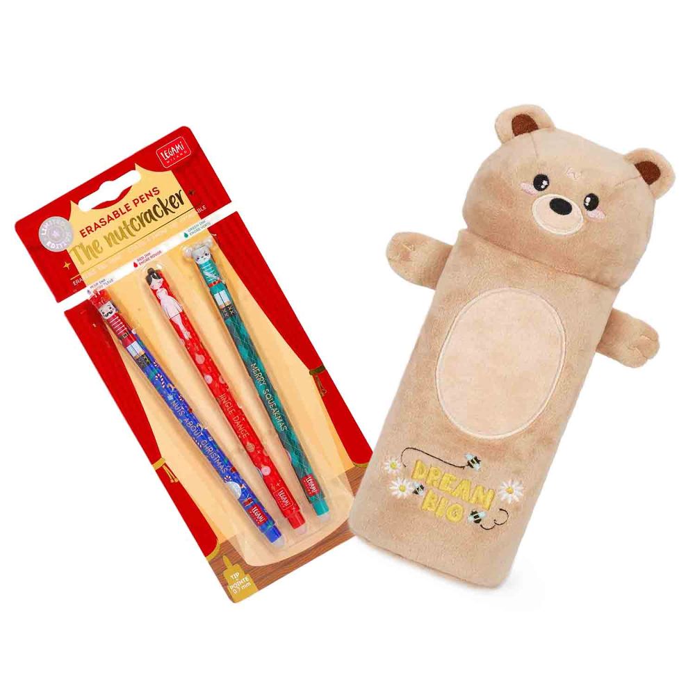 Legami Stifte Etui Plüsch Teddybär Weihnachtsedition Set 2tlg.