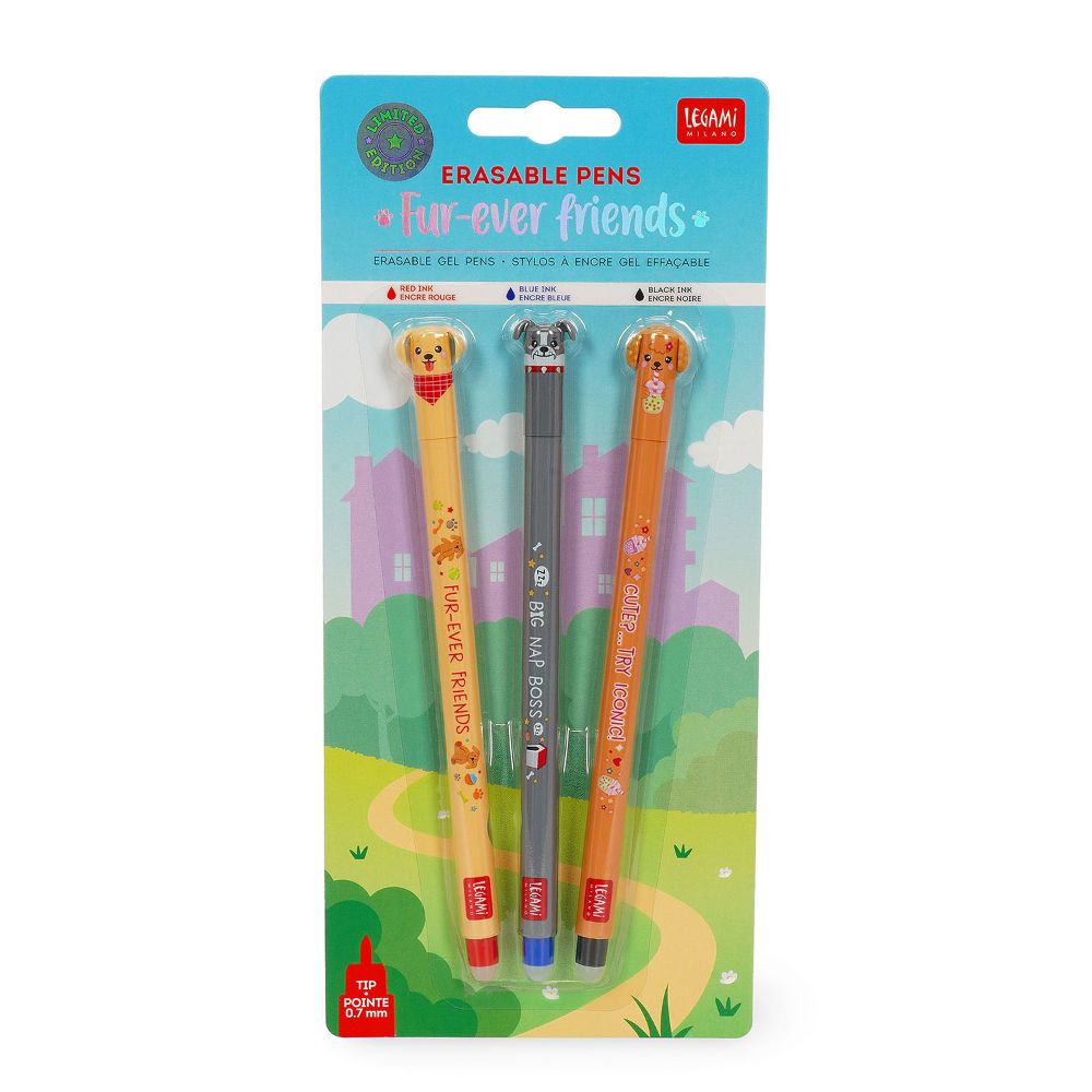 Legam Radierbare Gelstifte Fur-Ever-Friends Hunde Set 3tlg.