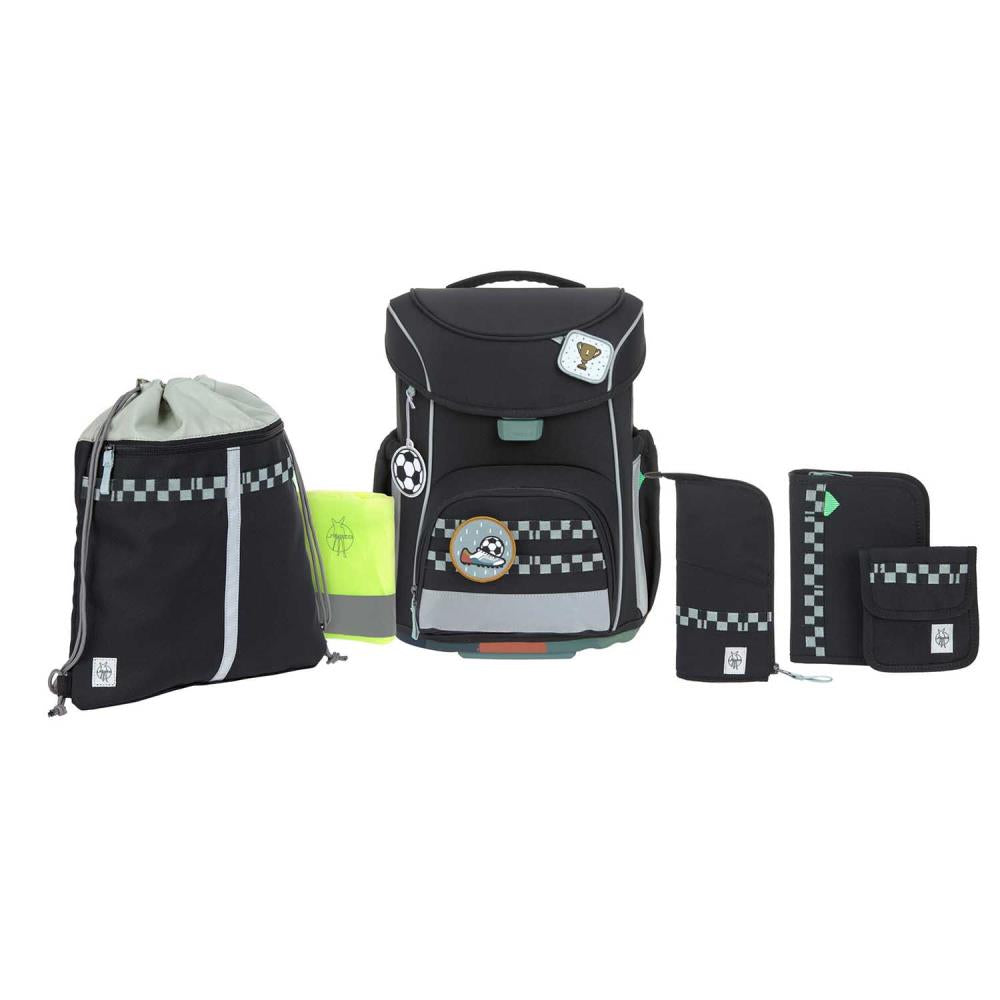 Lässig Slim Unique Black Schulranzen Set 7tlg.