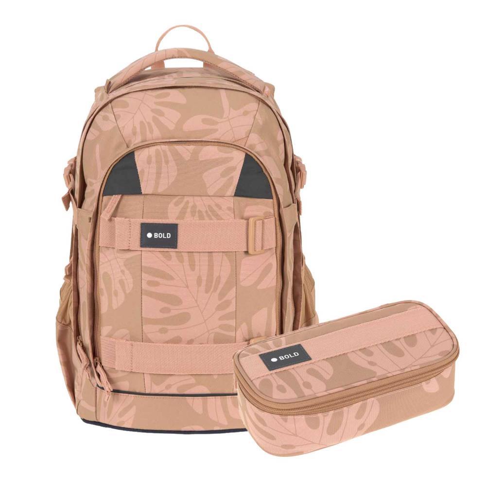 Lässig Bold Origin Leaves Caramel Schulrucksack Set 2tlg.