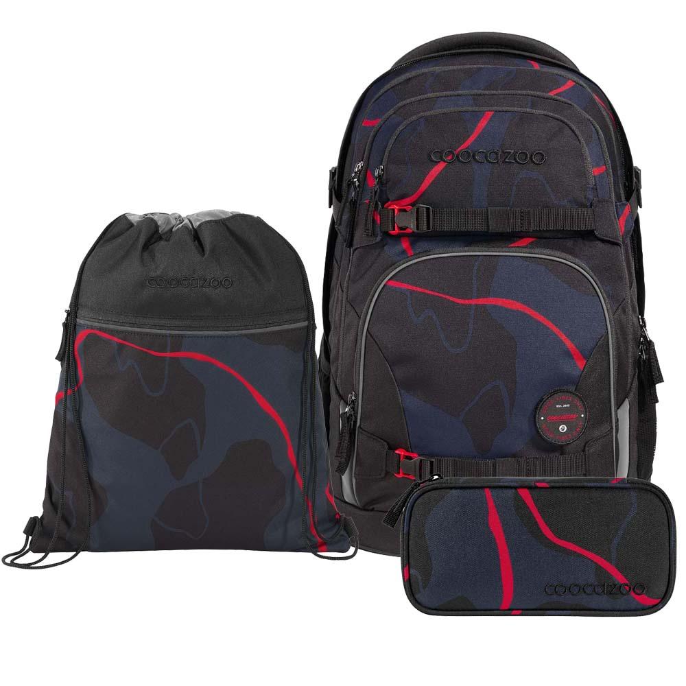 Coocazoo Porter Lava Lines Schulrucksack Set 3tlg.