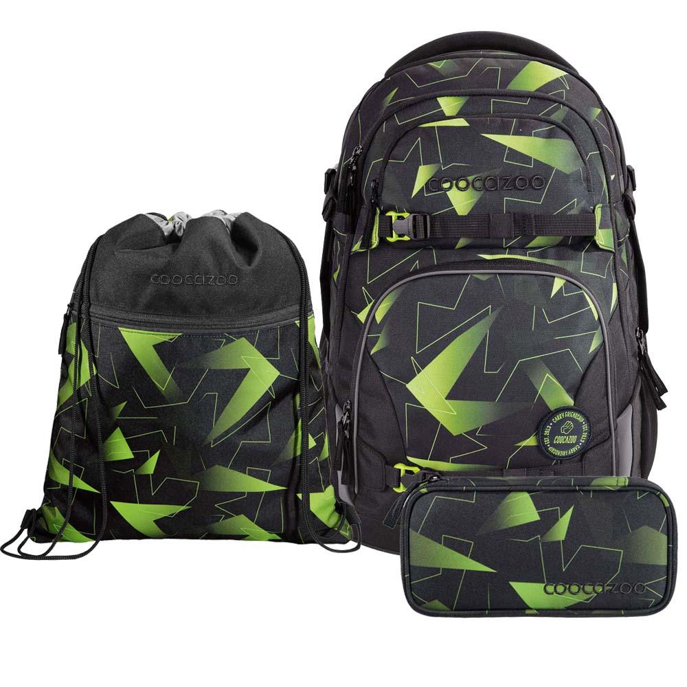 Coocazoo Porter Lime Flash Schulrucksack Set 3tlg.