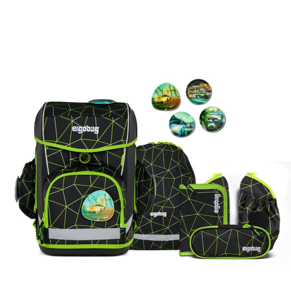 Ergobag Cubo Light CyBär Race Lumi Edition Schulranzen Set 6tlg.