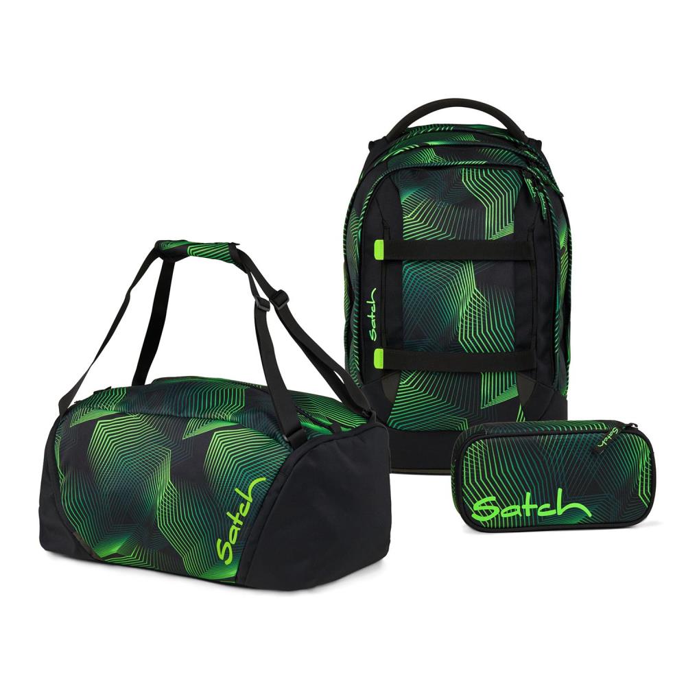Satch Pack Seismic Green Schulrucksack Set 3tlg.