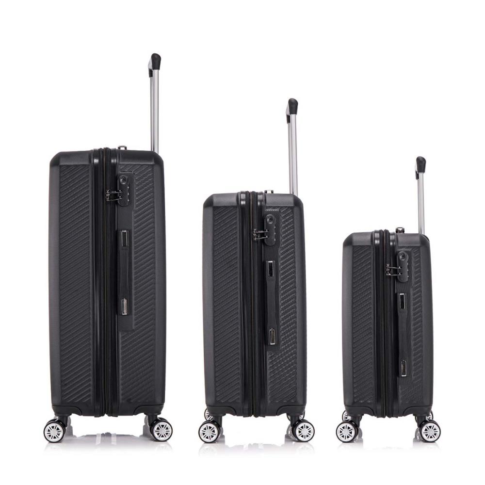 Herolite Berlin Schwarz 4-Doppelrollen Trolley Set 3tlg.
