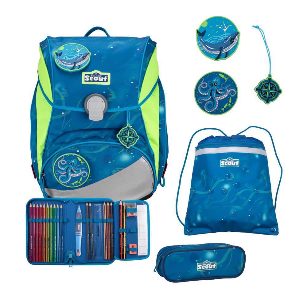 Scout Alpha DIN Deep Sea Schulrucksack Set 4tlg.