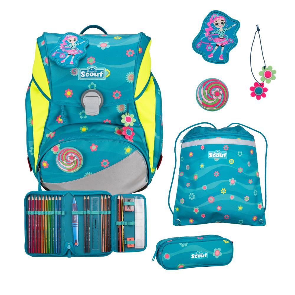 Scout Alpha DIN Little Flowers Schulrucksack Set 4tlg.