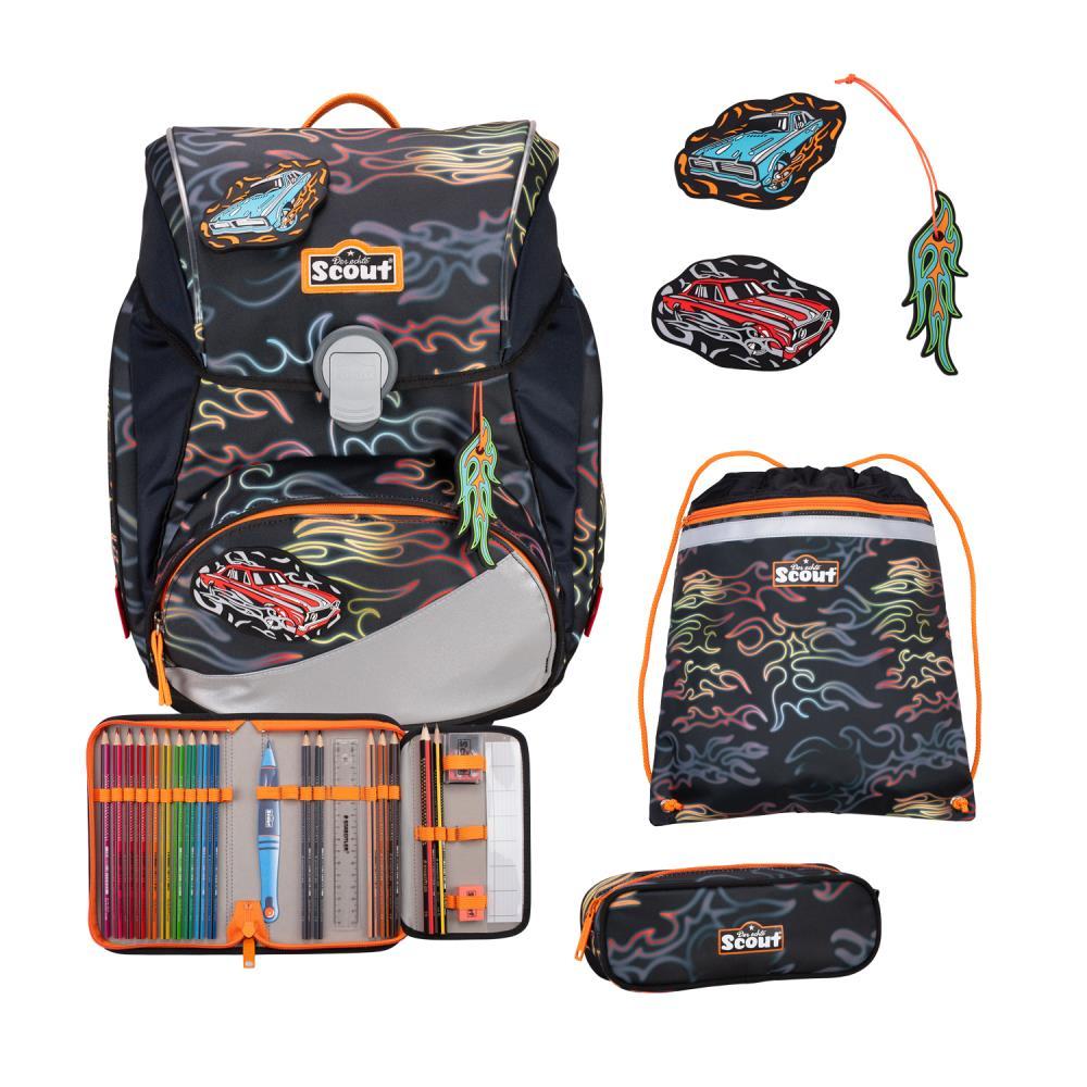 Scout Exklusiv Alpha Safety Light Flames Schulrucksack Set 5tlg.