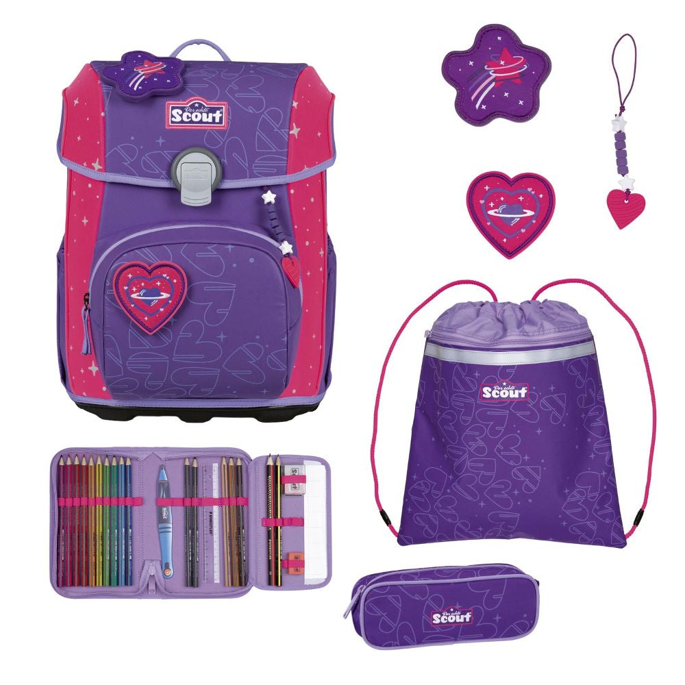 Scout Exklusiv Superflash Extreme Neo Heartbeat Schulranzen Set 4tlg.