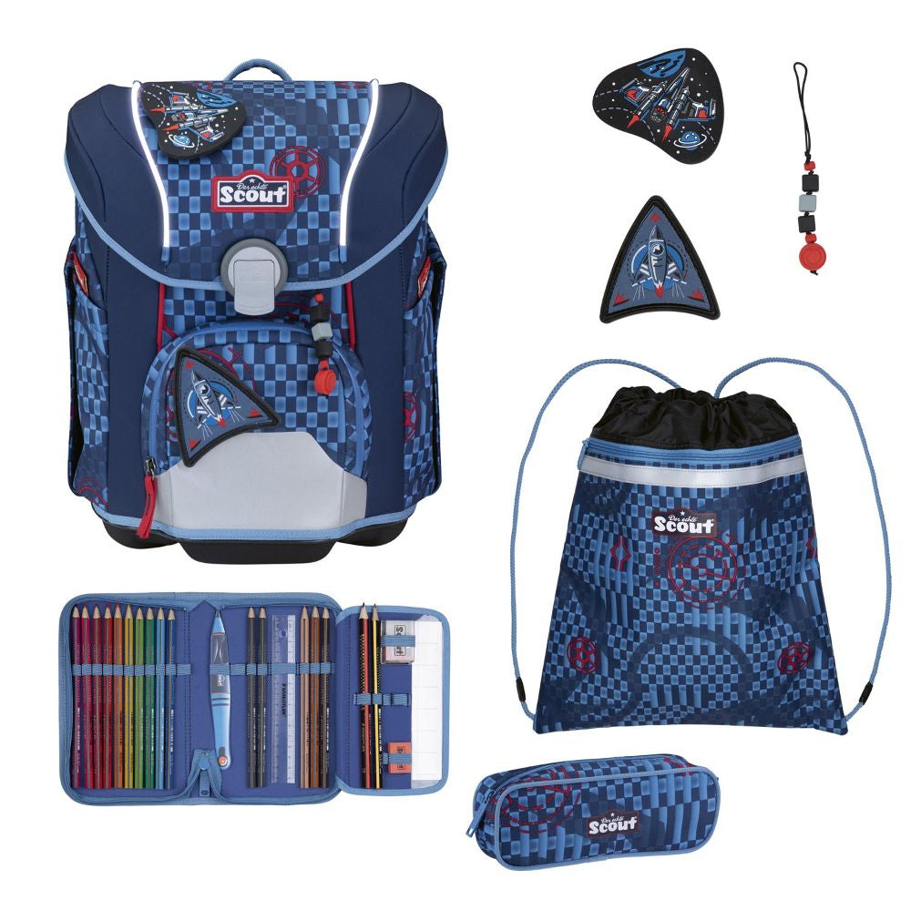Scout Exlusiv Micro Safety Light Space Explorer Schulranzen Set 4tlg.