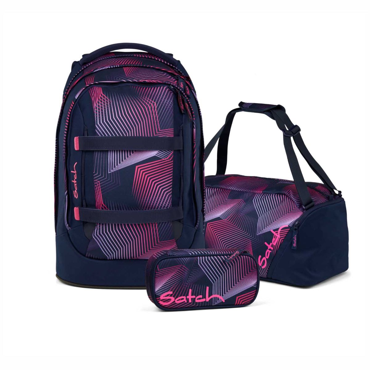 Satch Pack Seismic Pink Schulrucksack Set 3tlg.