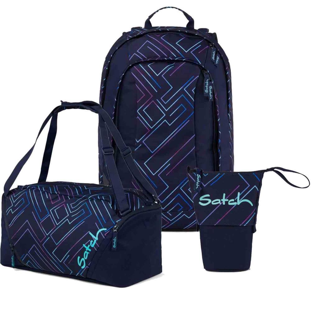 Satch Air Purple Laser Pencil Slider Edition Schulrucksack Set 3tlg.