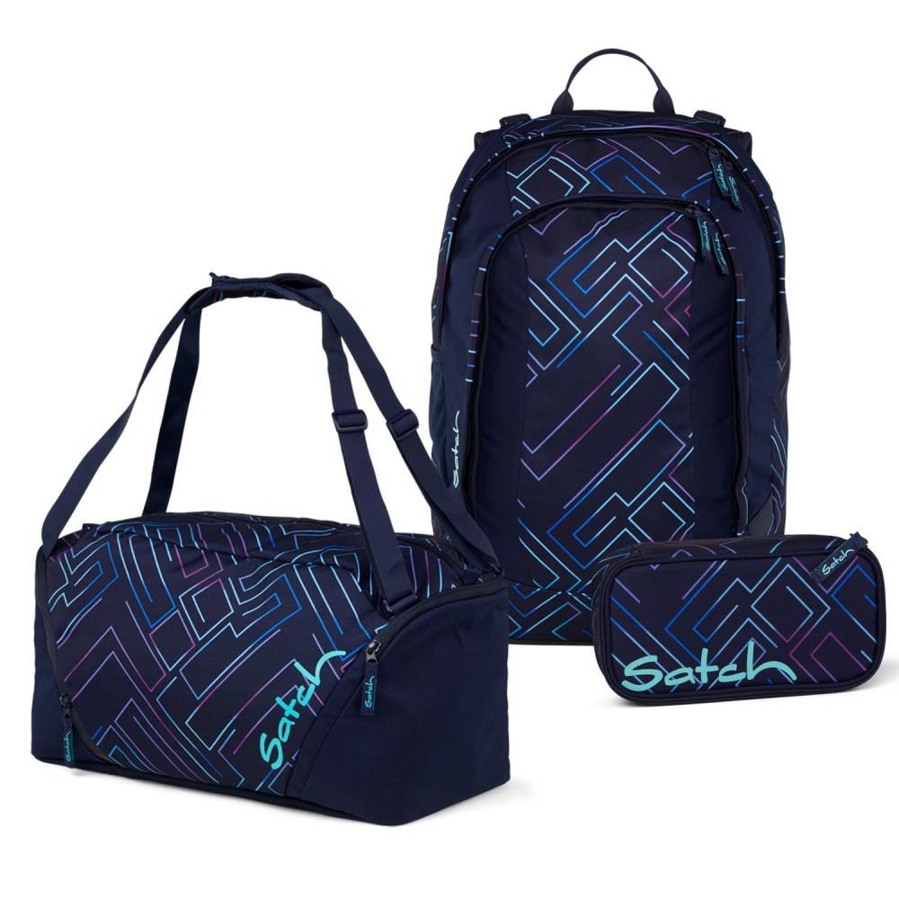 Satch Air Purple Laser Schulrucksack Set 3tlg.
