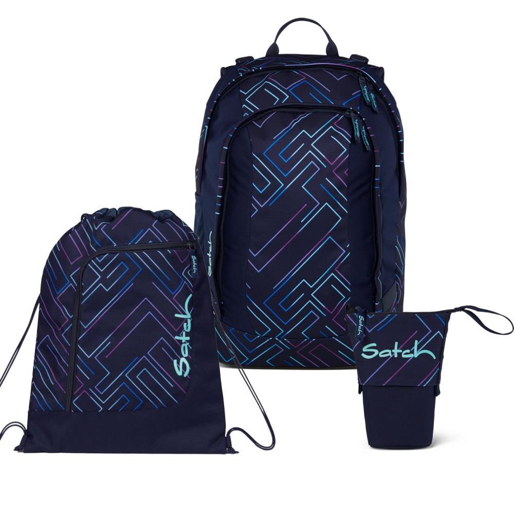 Satch Air Purple Laser Pencil Slider Light Edition Schulrucksack Set 3tlg.