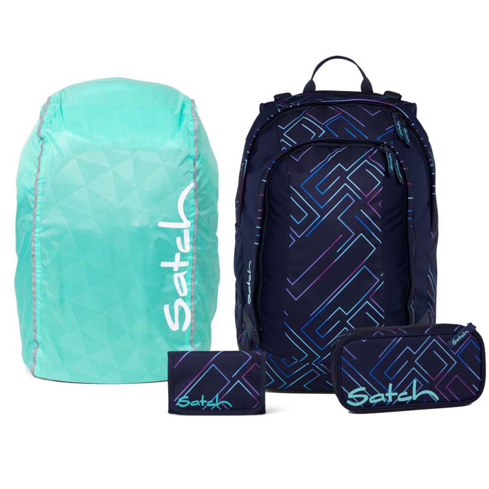 Satch Air Purple Laser Streetwalk Edition Schulrucksack Set 4tlg.
