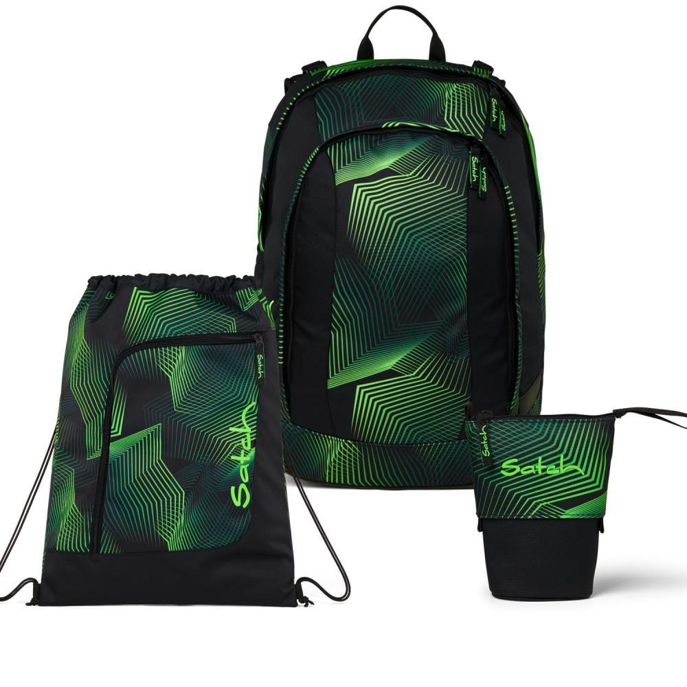 Satch Air Seismic Green Pencil Slider Light Edition Schulrucksack Set 3tlg.