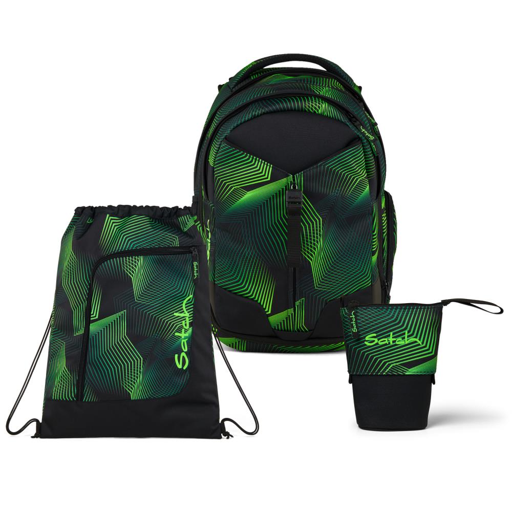 Satch Match Seismic Green Pencil Slider Light Edition Schulrucksack Set 3tlg.
