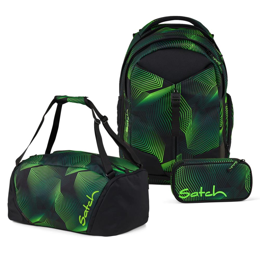 Satch Match Seismic Green Schulrucksack Set 3tlg.
