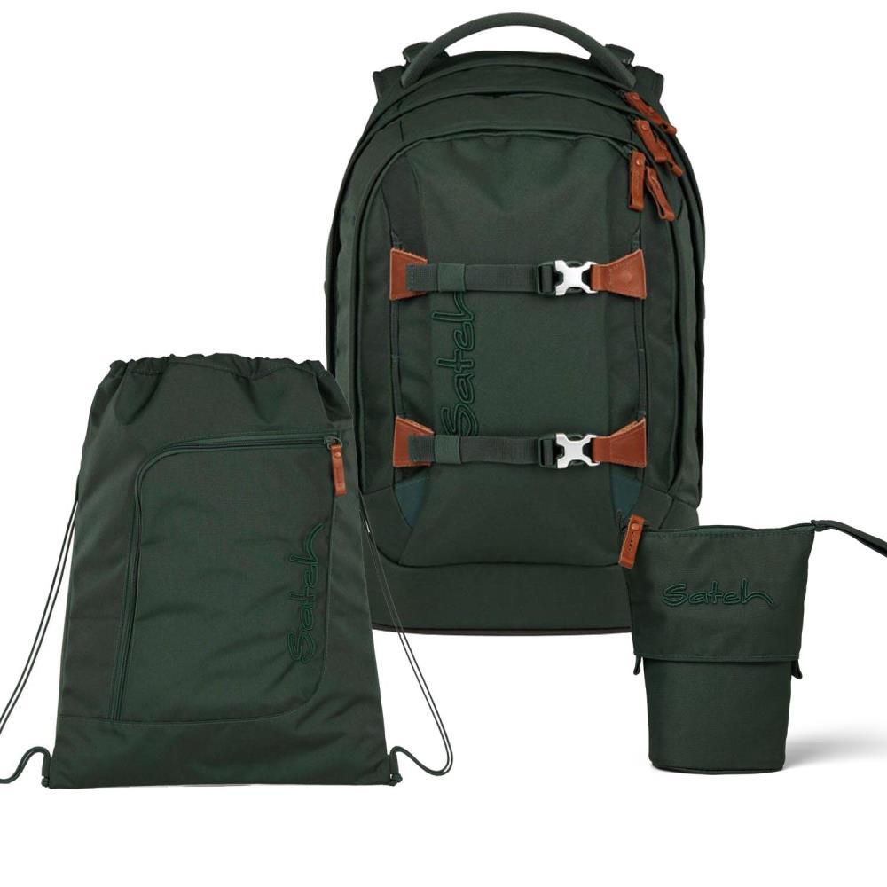 Satch Pack Nordic Forest Green Skandi Pencil Slider Light Edition Schulrucksack Set 3tlg.