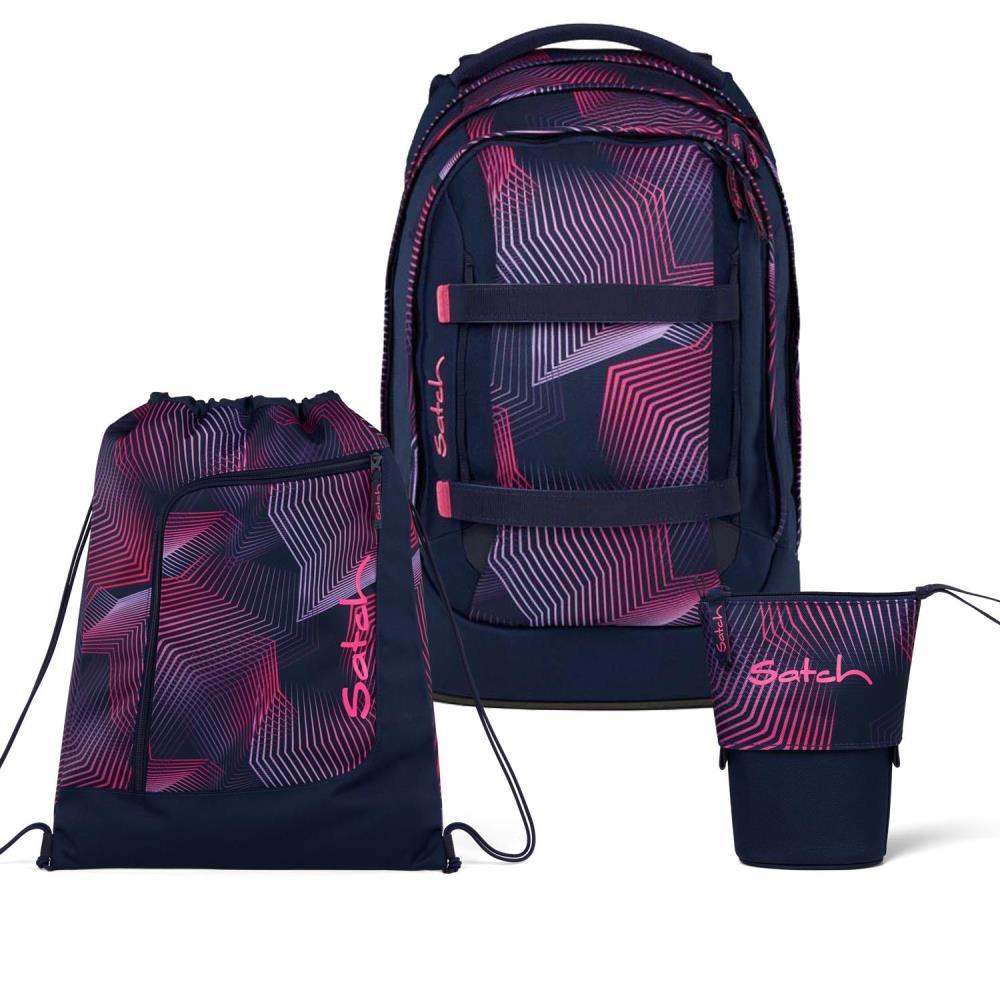 Satch Pack Seismic Pink Pencil Slider Light Edition Schulrucksack Set 3tlg.