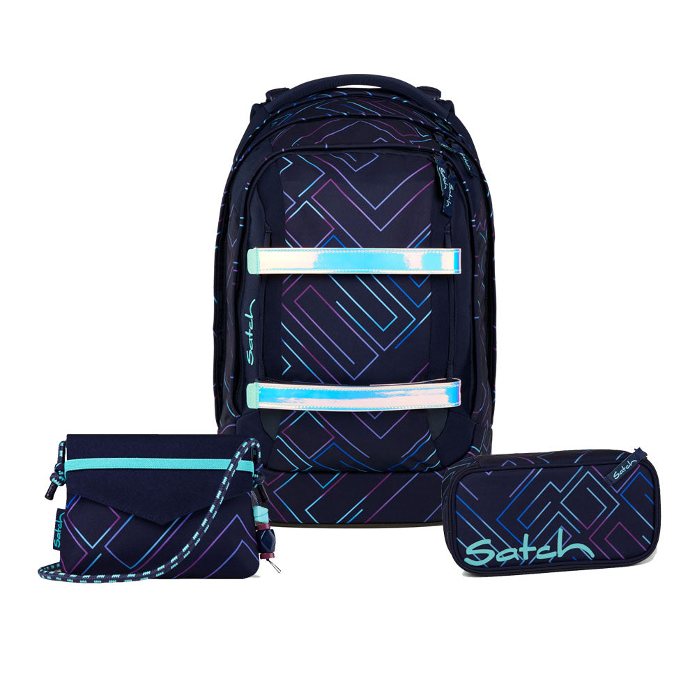 Satch Pack Purple Laser Beauty and The School Edition Schulrucksack Set 3tlg.