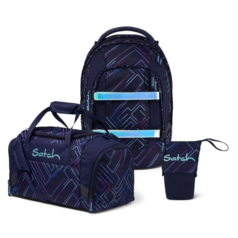 Satch Pack Purple Laser Pencil Slider Edition Schulrucksack Set 3tlg.
