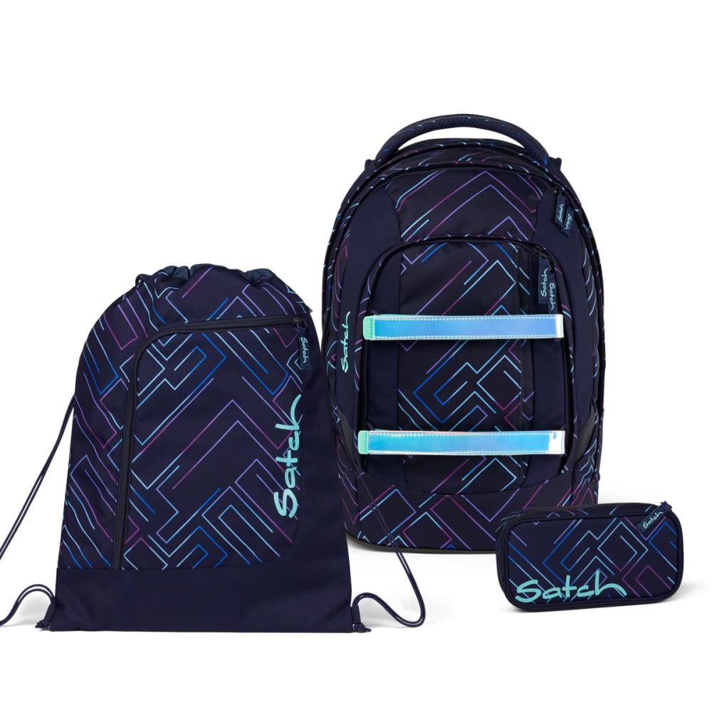 Satch Pack Purple Laser Schulrucksack Set 3tlg.