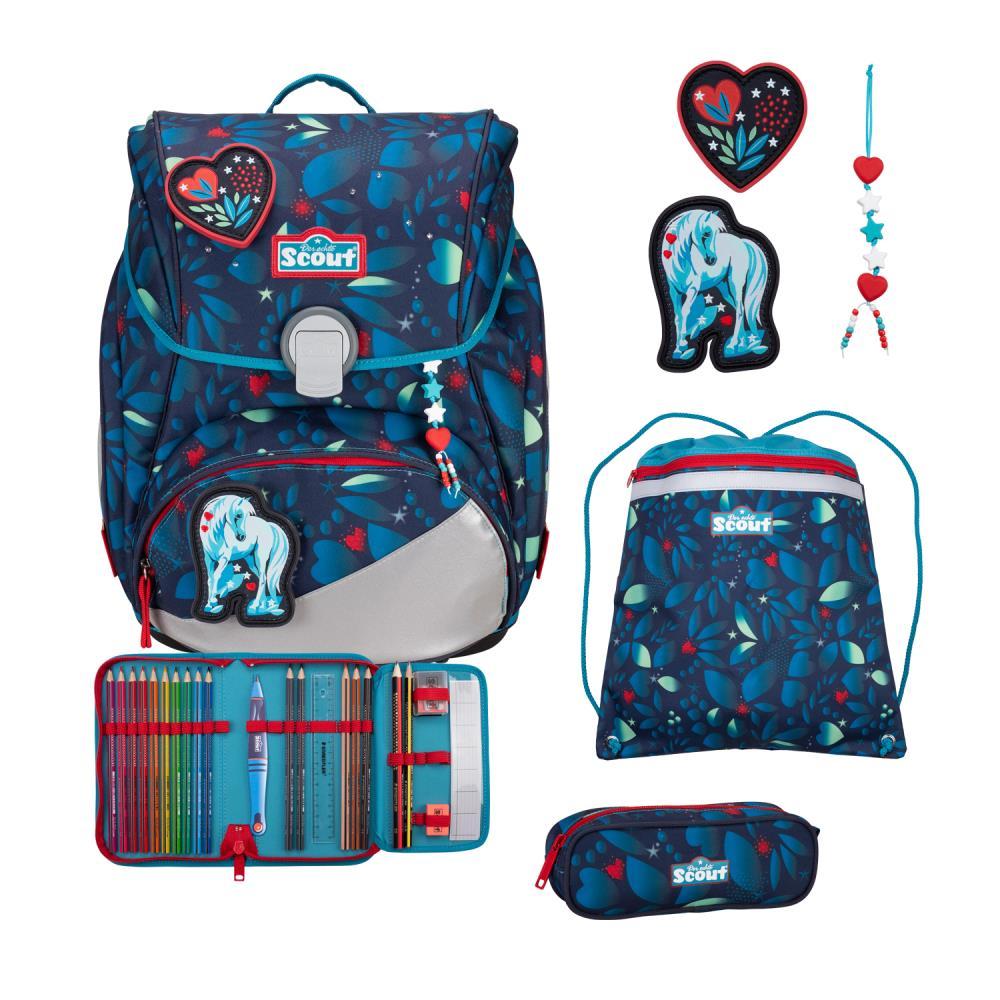 Scout Exklusiv Alpha LED White Unicorn Schulrucksack Set 4tlg.