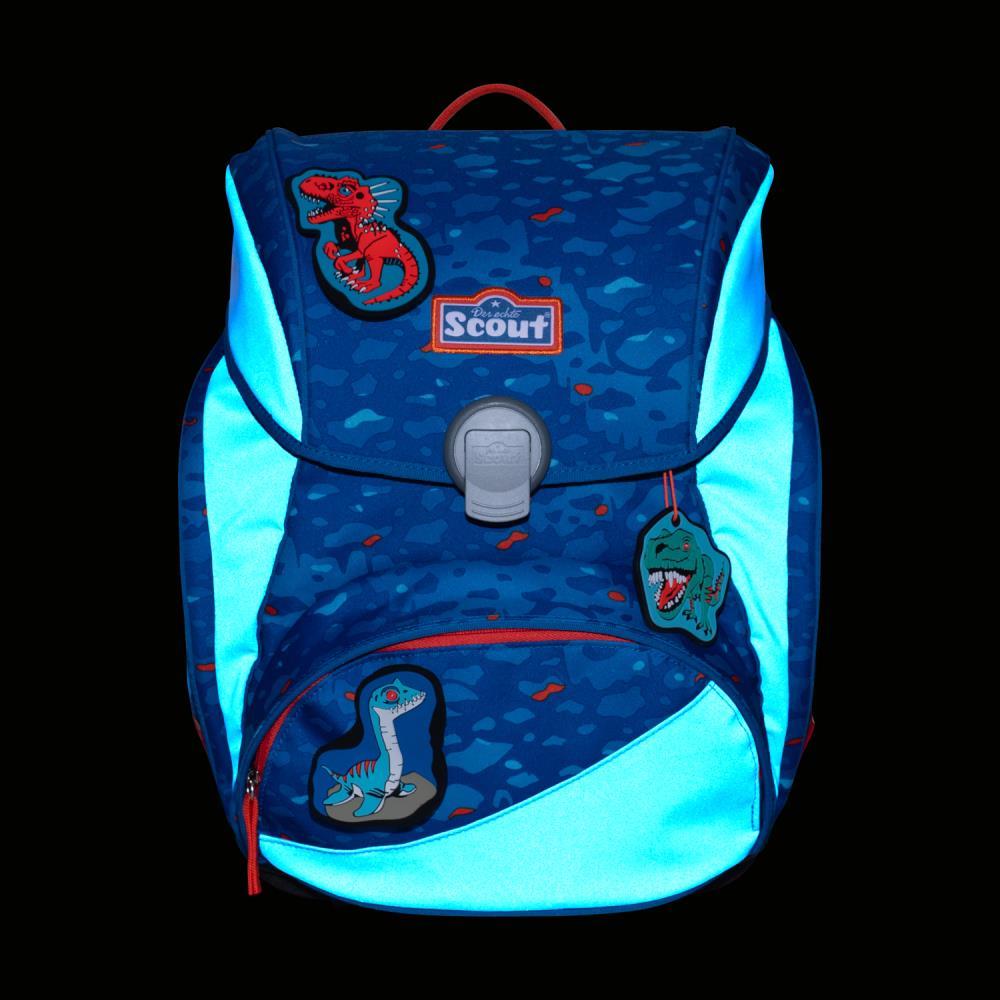 Scout Exklusiv Alpha Superflash Blue Dino Schulrucksack Set 4tlg.