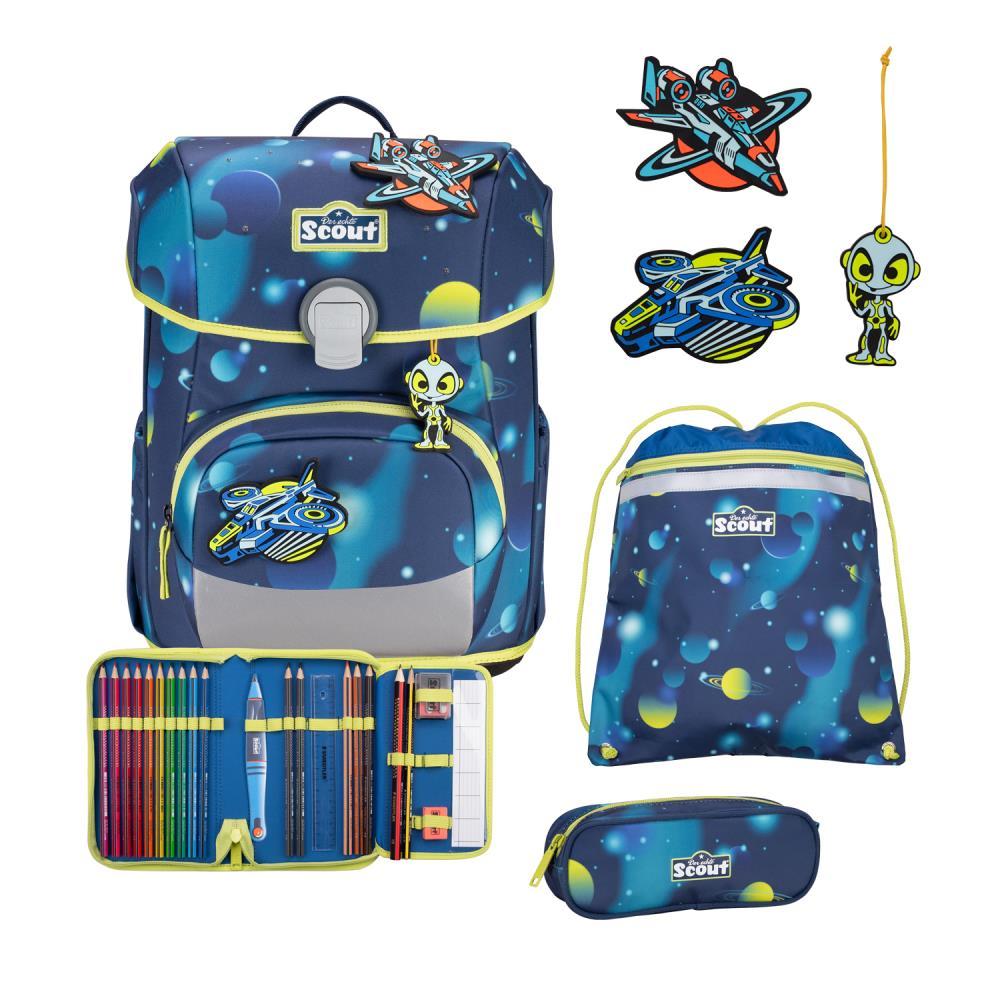 Scout Exklusiv Neo LED Planets Schulranzen Set 4tlg.