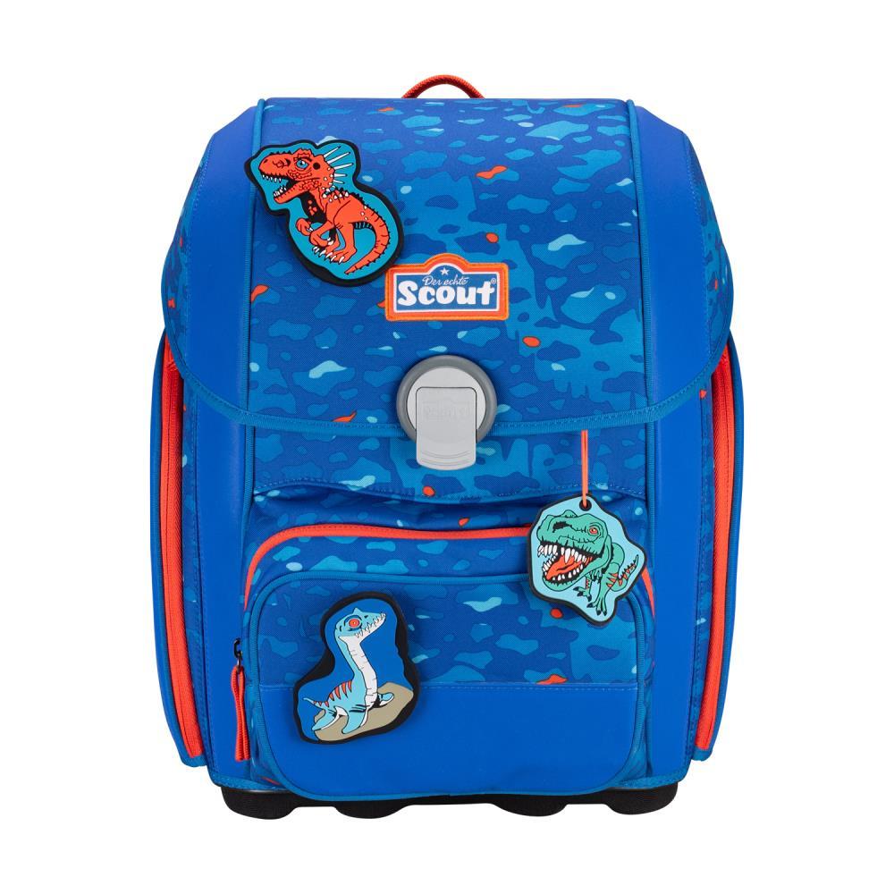 Scout Exklusiv Genius Superflash Blue Dino Schulranzen Set 4tlg.