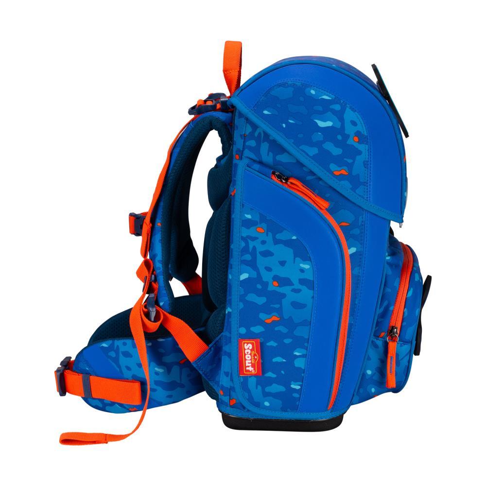Scout Exklusiv Genius Superflash Blue Dino Schulranzen Set 4tlg.