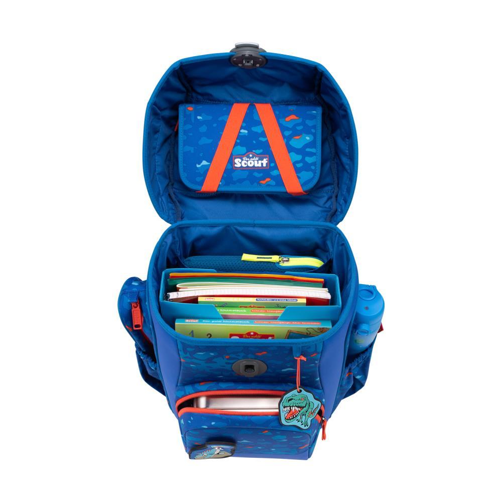 Scout Exklusiv Neo Superflash Blue Dino Schulranzen Set 4tlg.