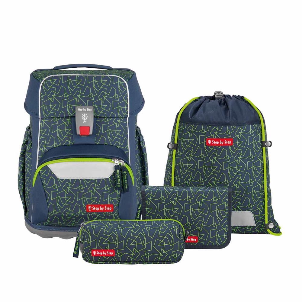 Step by Step Basis Green Geometric Schulranzen Set 4tlg.