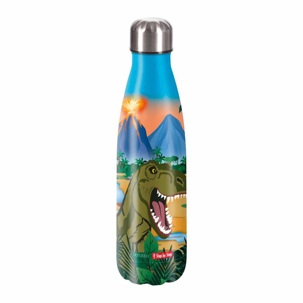Step by Step Isolierte Edelstahl Trinkflasche Dino Torex
