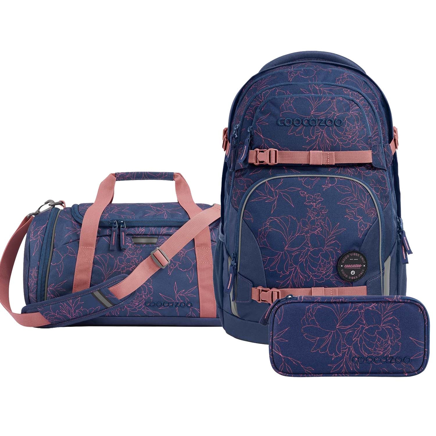 Coocazoo Porter Sweet Rose Schulrucksack Set 3tlg.