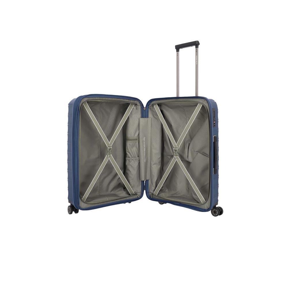 Travelite Mooby Marine 4-Doppelrollen Trolley M 66cm