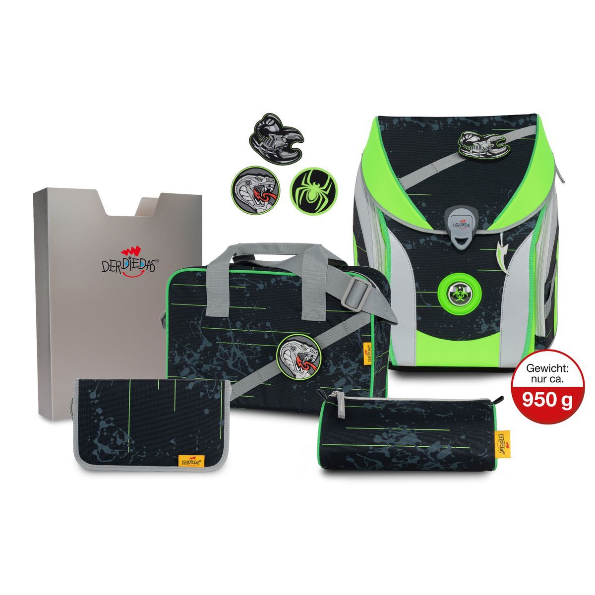 DerDieDas ErgoFlex MAX BUTTONS Scorpio Schulranzen Set 5tlg.