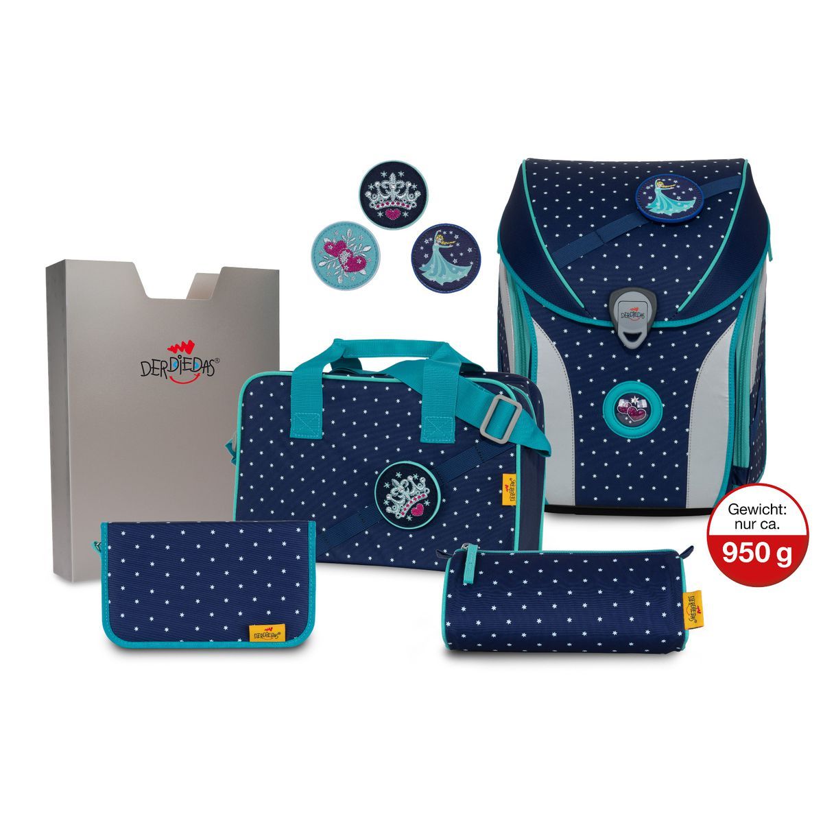 DerDieDas ErgoFlex MAX BUTTONS Star Princess Schulranzen Set 5tlg.