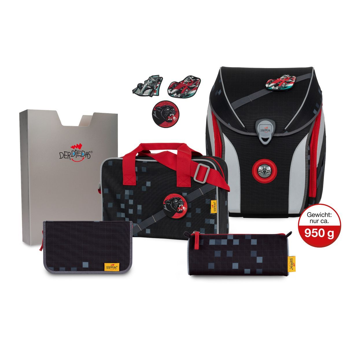 DerDieDas ErgoFlex MAX BUTTONS Speed Power Schulranzen Set 5tlg.