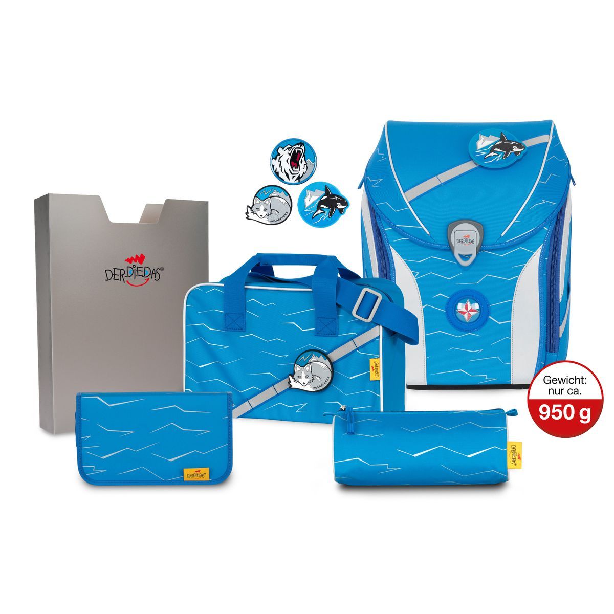 DerDieDas ErgoFlex MAX BUTTONS Polar Schulranzen Set 5tlg.