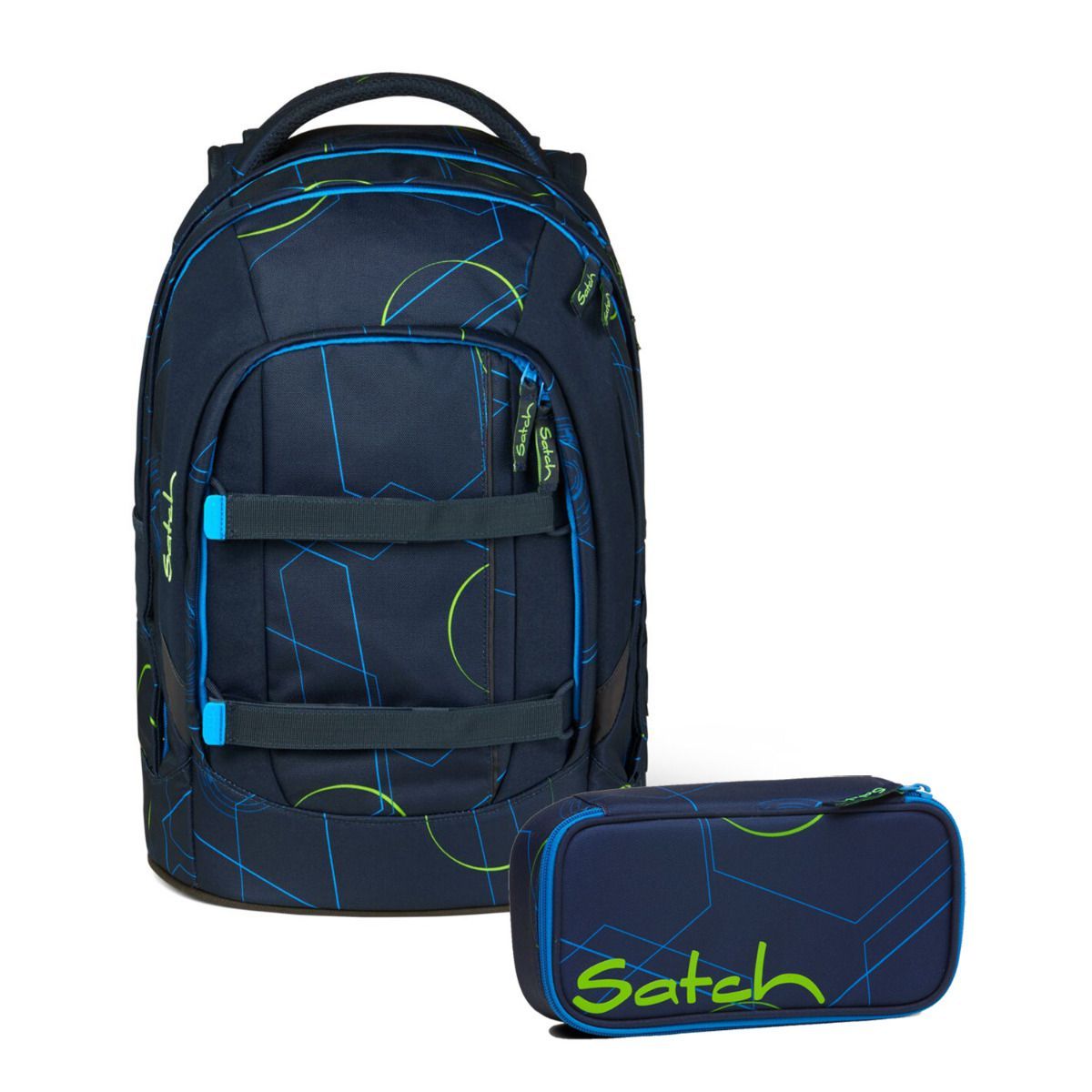 Satch Pack Blue Tech Schulrucksack Set 2tlg.