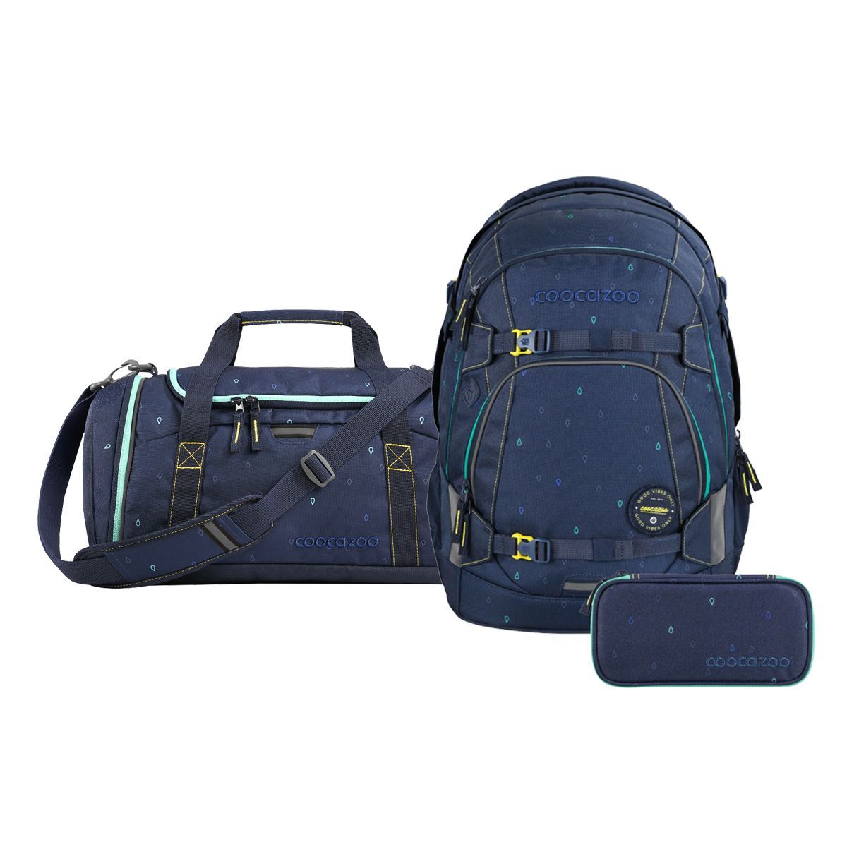 Coocazoo Mate Happy Raindrops Schulrucksack Set 3tlg.