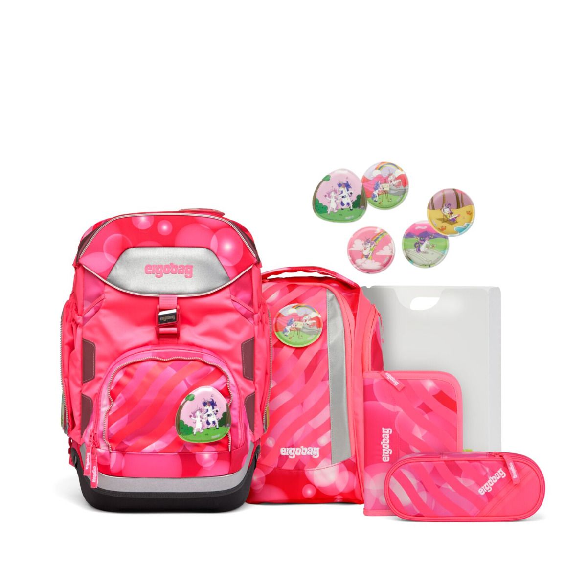 Ergobag Pack KuntBärbuntes Einhorn Neo Edition Schulrucksack Set 6tlg.