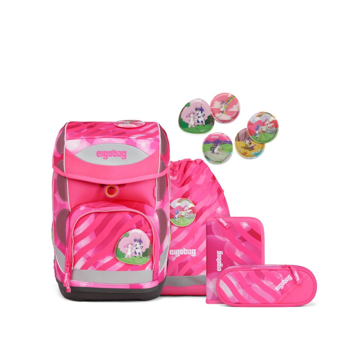 Ergobag Cubo KuntBärbuntes Einhorn Neo Edition Schulranzen Set 5tlg.
