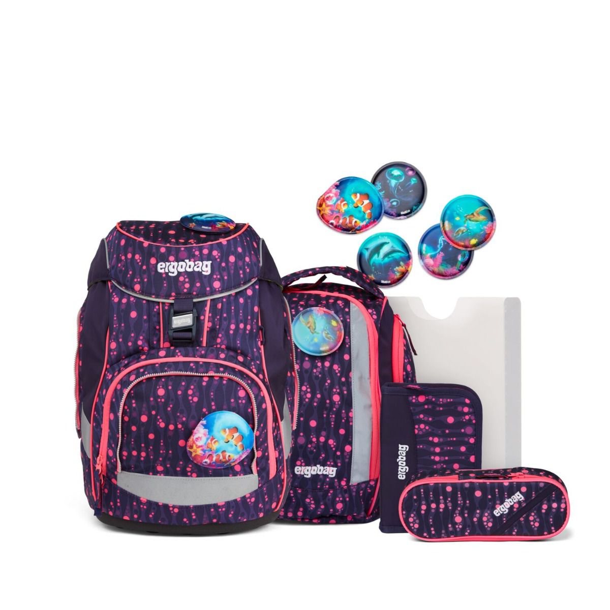Ergobag Pack Bärmuda Viereck LUMI Edition Schulrucksack Set 6tlg.