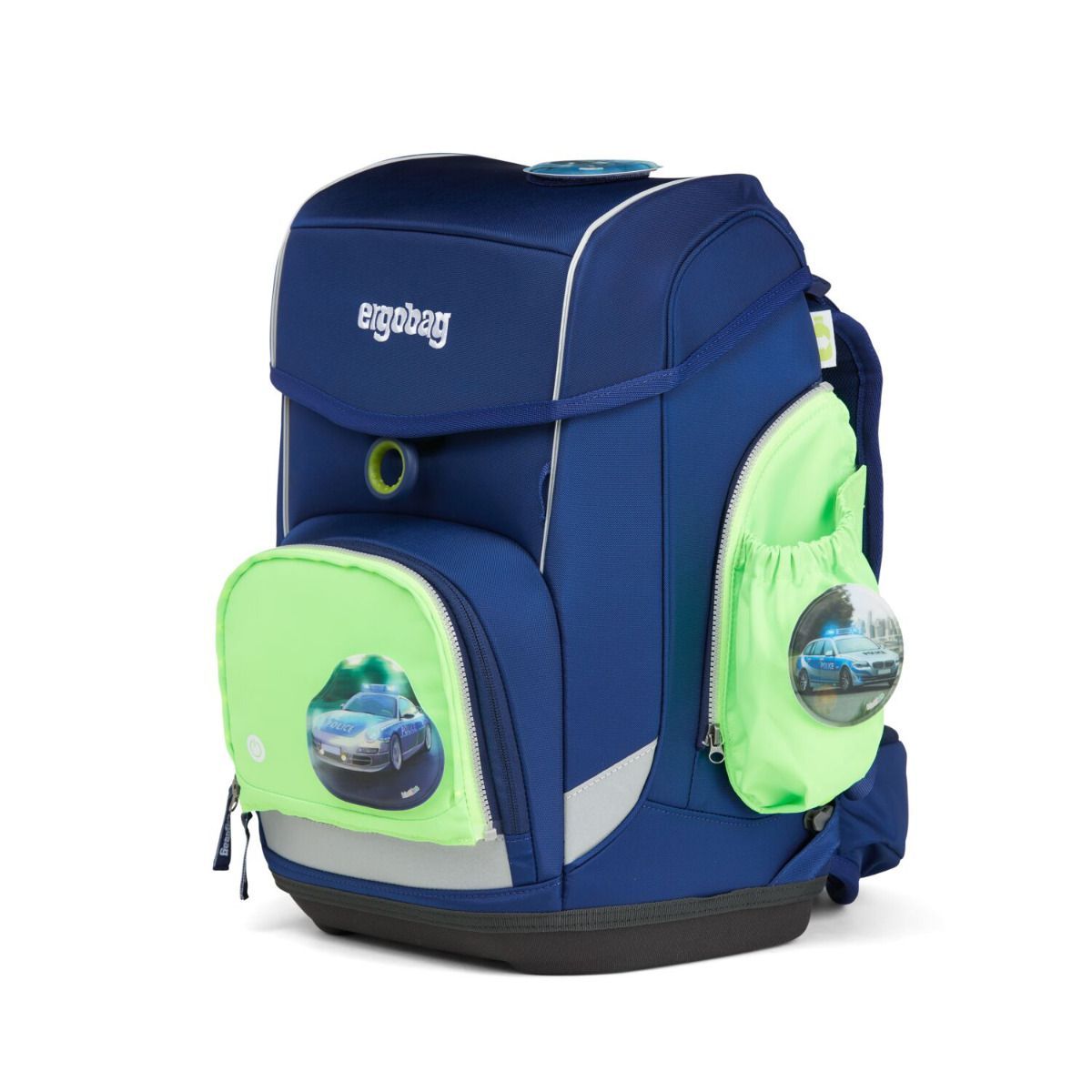 Ergobag LED Sicherheitsset Grün Fluoreszierende Zip-Seitentaschen 3tlg.