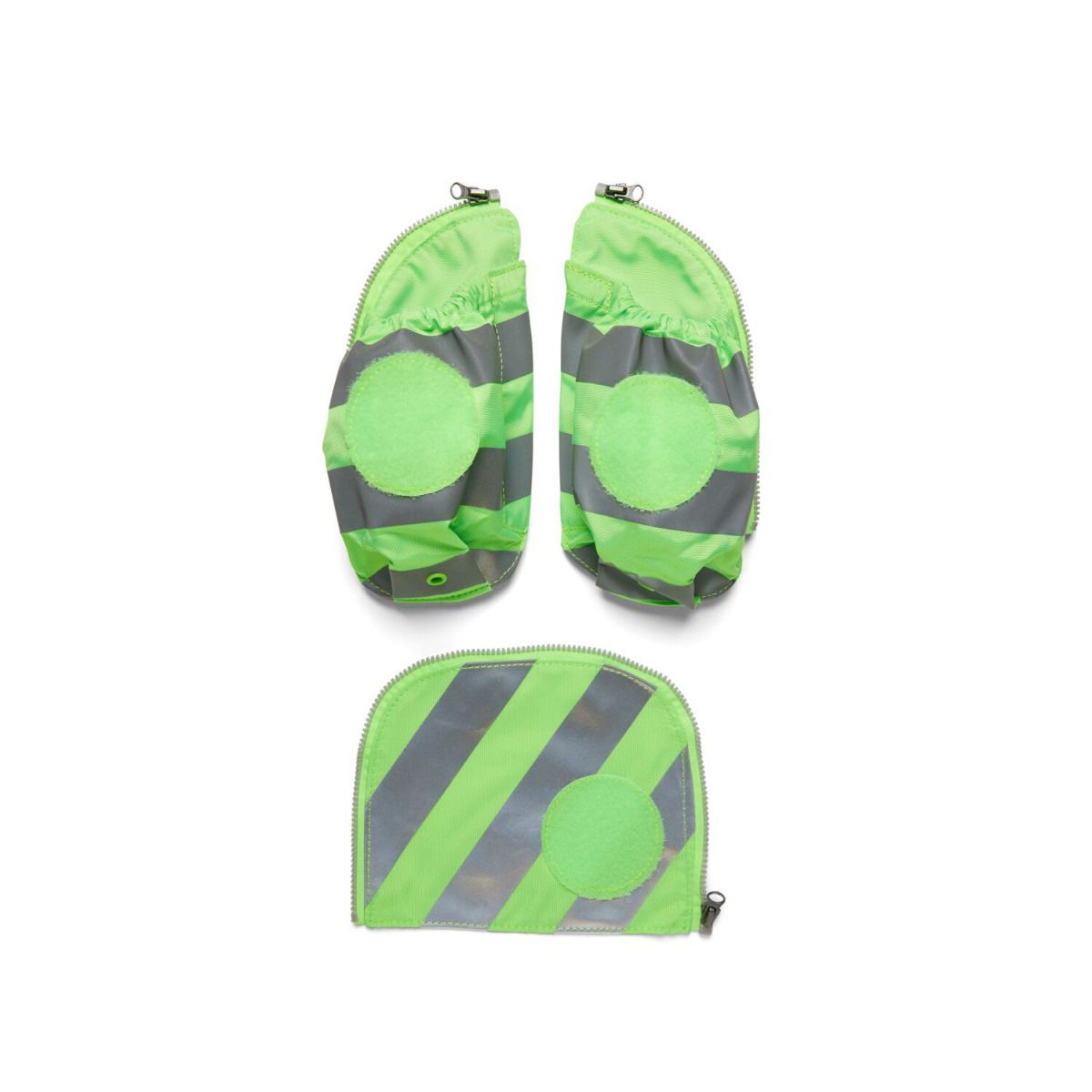 Ergobag Seitentaschen Zip-Set mit Reflektorstreifen Grün 3tlg.