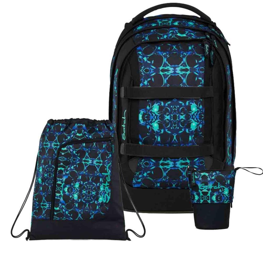 Satch Pack Caleido Blue Pencil Slider Light Edition Schulrucksack Set 3tlg.